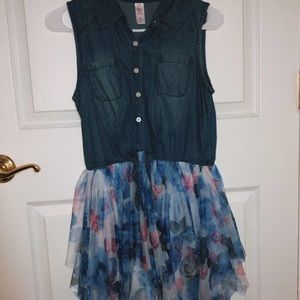 I am selling a dress with denim top and ruffles!